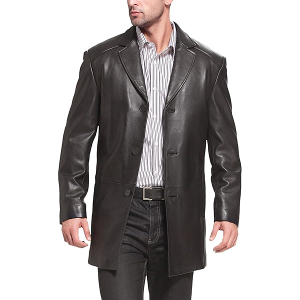 BGSD Men Xander Classic Cowhide Leather Long Trench Coat